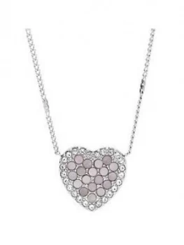 Image of Fossil Fossil Mother Of Pearl And Silver Tone Heart Pendant Necklace
