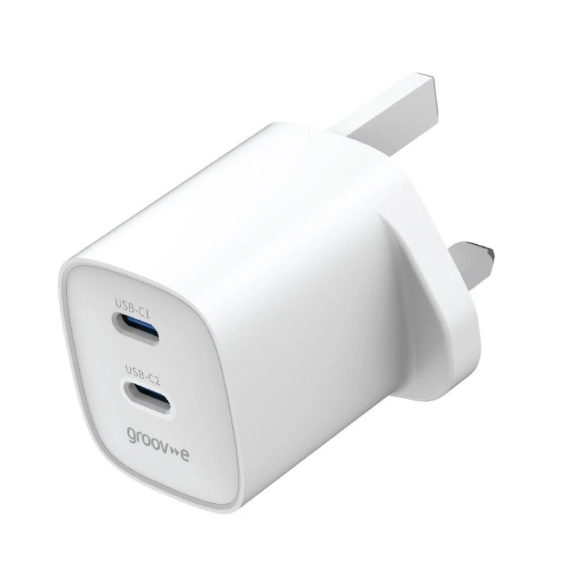 Image of Groov-e Dual USB-C 35W GaN Wall Charger with Power Deliver White unisex one size