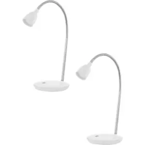 Image of 2 PACK Table Lamp Colour White & Chrome Plated Rocker Switch LED 3W Included