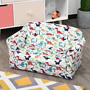 Image of HOMCOM Kids Cartoon Dinosaur Wooden Frame 2-Seater Sofa Blue