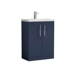 Image of Nuie Arno Compact 600mm Floor Standing 2 Door Vanity & Polymarble Basin - Electric Blue