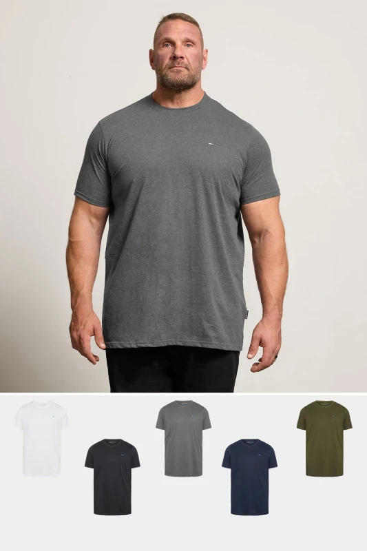 Image of BadRhino Mens 5 Pack Extra Long T-Shirts in Light Khaki Size: 5-6XL Light Khaki Male 5-6XL