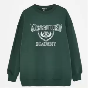 Image of Missguided Petite Missguided Academy Varsity Sweatshirt - Green