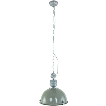 Image of Sienna Lighting - Sienna Tough Guy Dome Pendant Ceiling Lights Industrial Green, Glass Matt, Metal