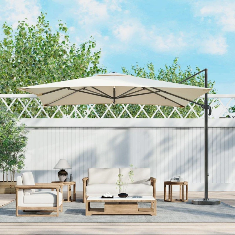 Image of Breeins 3x3M Square Outdoor Cantilever Parasol Cream - Beige Beige L