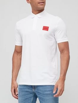 Image of Hugo Boss Dereso 212 Red Patch Logo Polo Shirt White Size L Men