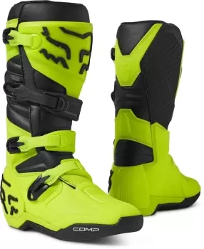 Image of FOX Comp Motocross Boots, black-yellow, Size 45, black-yellow, Size 45