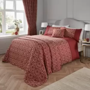 Image of Dreams & Drapes Woven Hawthorne Damask Woven Jacquard Duvet Cover Set, Burgundy, King