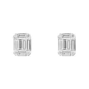 Image of 18ct White Gold 0.62ct Diamond Emerald Brilliant Cut Cluster Stud Earrings