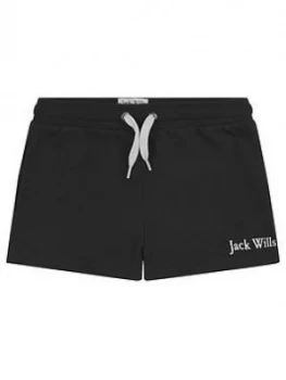 Image of Jack Wills Girls Script Jersey Short - Black, Size Age: 5-6 Years, Women