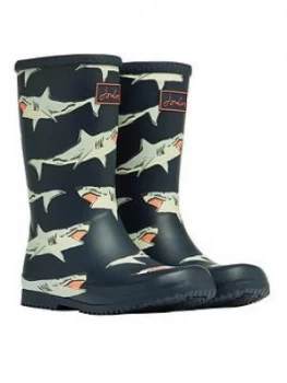 Image of Joules Boys Sharks Roll Up Wellies - Navy