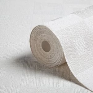 Image of Colours Retro White Squares Paintable Wallpaper