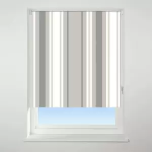 Image of Universal Patterned Stripe Neutral Blackout Roller Blind Natural