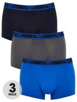 Image of Emporio Armani 3 Pack Trunks Blue/Grey/Navy Size S Men