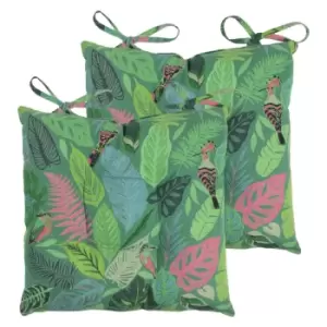 Image of Furn. Guava Pintuck Polyester Filled Seat Pads With Ties (pack Of 2) Cotton Emerald