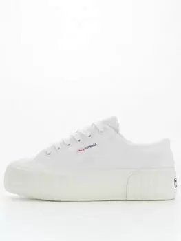Image of SUPERGA 2631 Stripe Platform Plimsolls - White, Size 5.5, Women
