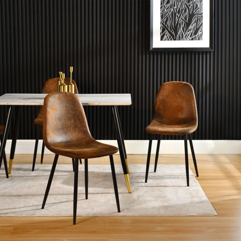 Image of Urban Meuble Suede Brown Dining Chair Brown unisex Set of 4