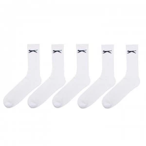 Image of Slazenger 5 Pack Crew Socks Mens - White