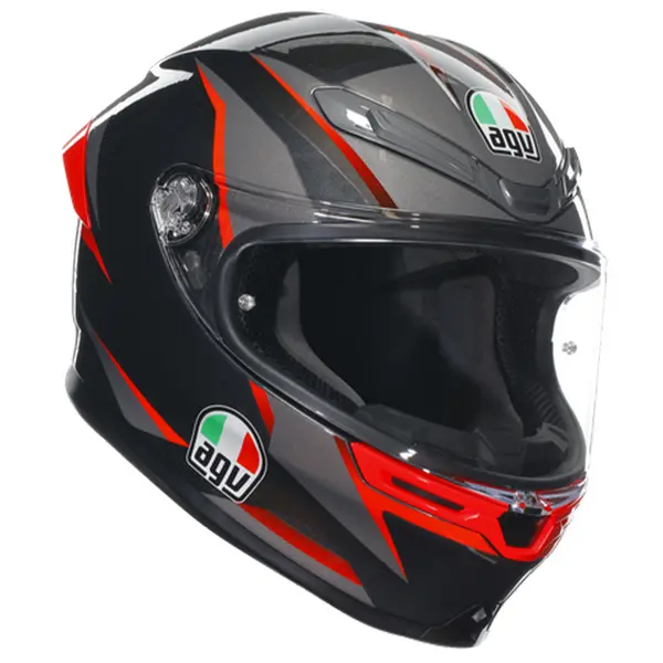 Image of AGV K6 S E2206 MPLK Slashcut Black Grey Red 014 Full Face Helmet Size 2XL