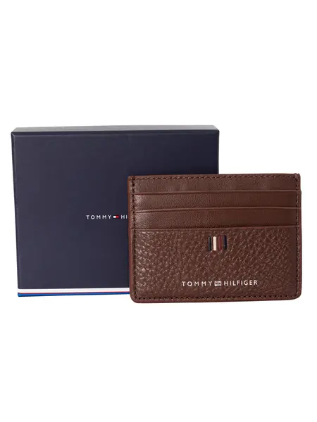 Image of Tommy Hilfiger Central Card Leather Wallet Dark Chestnut One Size