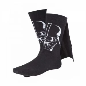 Image of Star Wars Adult Male Darth Vader 3D Cape Crew Socks, 43/46, Black