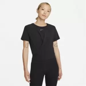 Image of Nike Dri-FIT One Luxe Womens Twist Standard Fit Short-Sleeve Top - Black