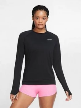 Image of Nike Running Long Sleeve Pacer Crew Top - Black