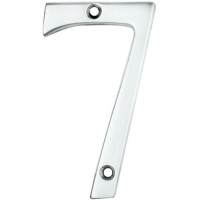 Image of Loops Polished Chrome Door Number 7 75mm Height 4mm Depth House Numeral Plaque Multi