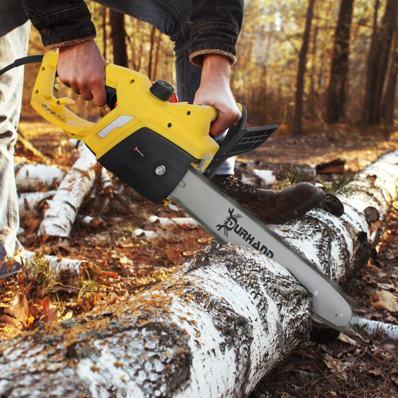 Image of DURHAND Electric Chainsaw Garden Tools - 2000 W - 40 Cm Blade For Wood - Yellow TJ Hughes 5063603032675