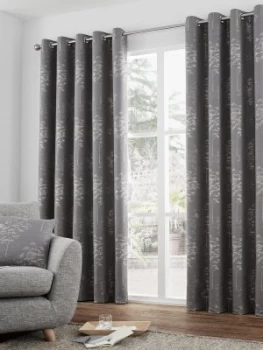 Image of Luxe Collection Elmwood Jacquard Lined Eyelet Curtains