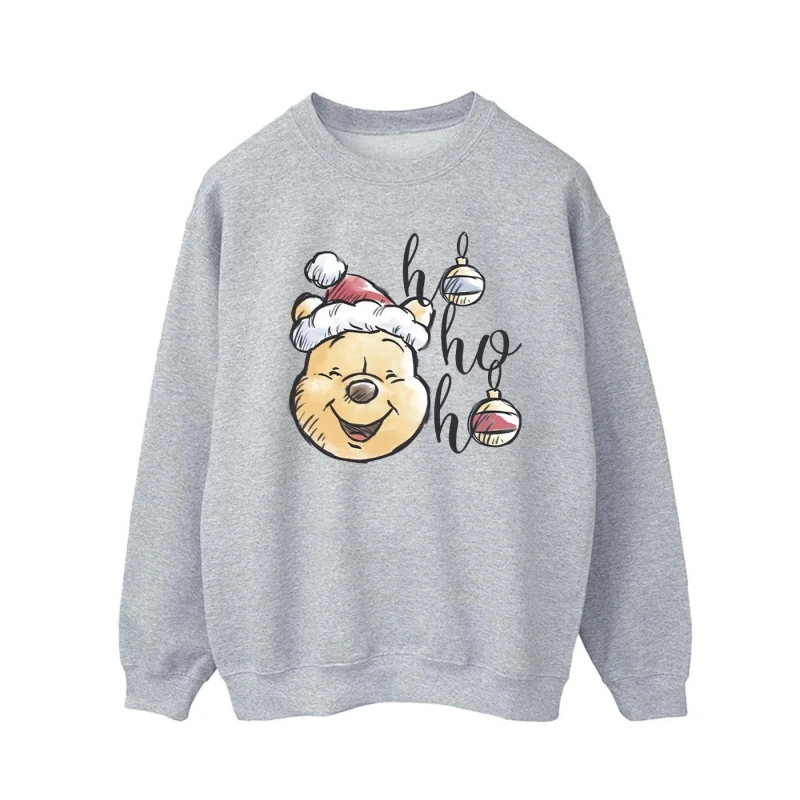 Image of Disney Men Winnie The Pooh Ho Ho Ho Baubles Sweatshirt in Grey Size: Small Grey S Male 5063283951464