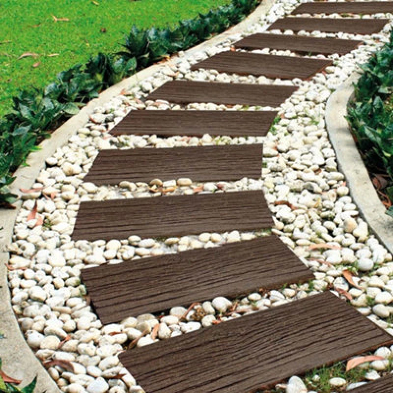 Image of Brown Stepping Stone Steps Rail Road Sleepers Eco Friendly Durable Recycled Rubber Tyre (1)