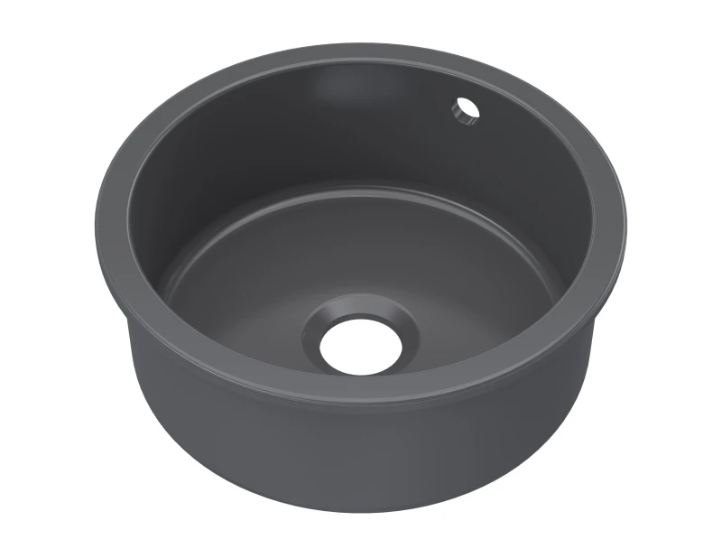 Image of Balterley Fireclay 1 Bowl Undermount Kitchen Sink Overflow Soft Black 460mm Black