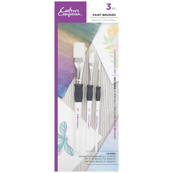 Image of Crafter's Companion Paintbrushes Flat & Round Set of 3