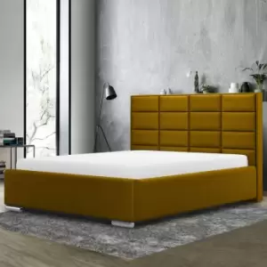 Image of Envisage Trade - Tuanso Upholstered Beds - Plush Velvet, Single Size Frame, Mustard - Mustard