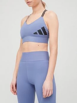 Image of adidas Light Support All Me 3 Bar Logo Bra - Violet, Violet, Size L, Women