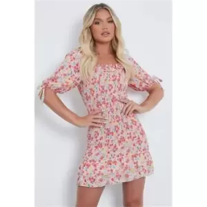 Image of I Saw It First Pink Floral Ruffle Mini Dress - Pink
