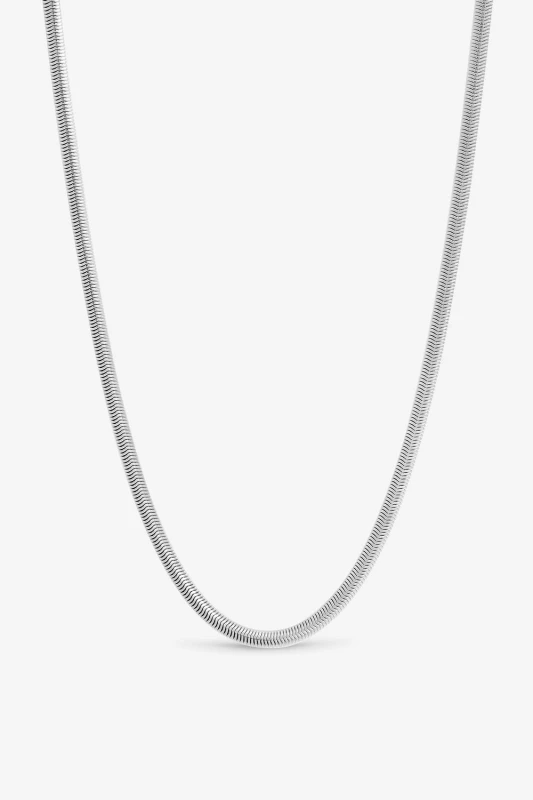 Image of Inicio Mens Steel Waterproof Snake Chain Necklace - Gift Pouch in Silver Silver Male One Size