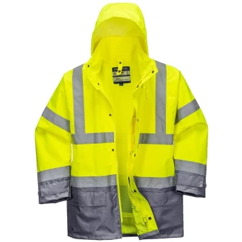 Image of Portwest - S768YGYL - sz L Hi-Vis Executive 5-in-1 Jacket - Yellow/Grey