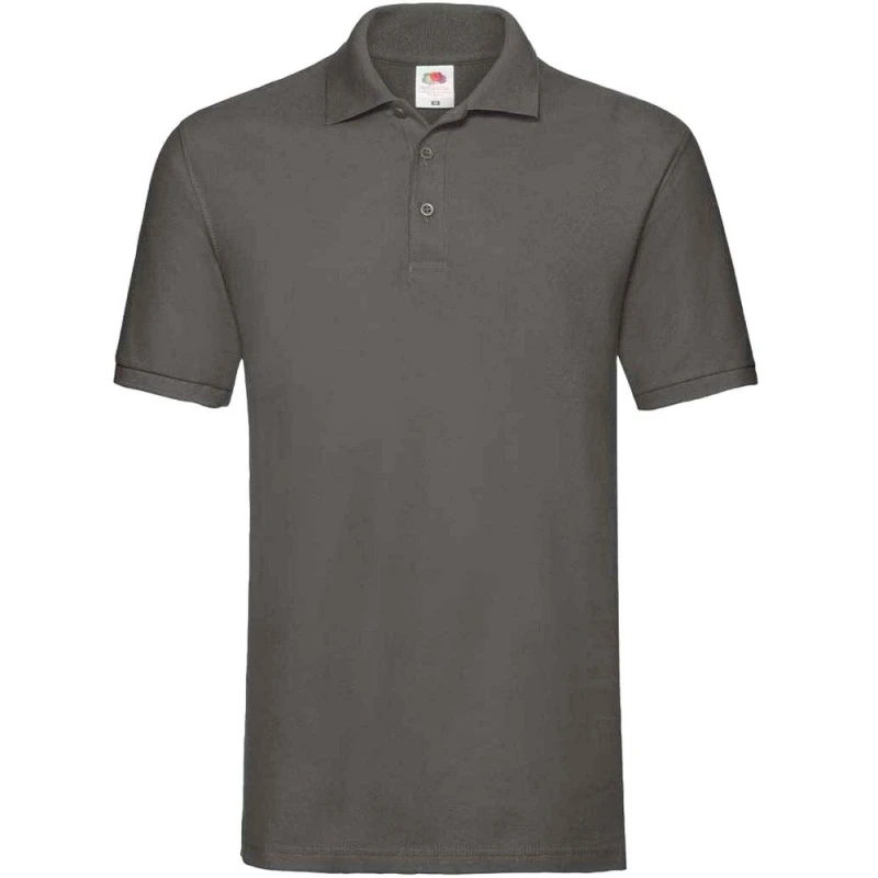 Image of Fruit Of The Loom Fruit of the Loom Men Premium Cotton Pique Polo Shirt in Mid Grey Size: Small Mid Grey S Male 5063527579034