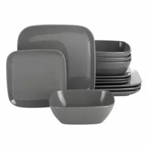 Image of 12 Piece Darby Square Dinner Set - Grey