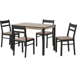 Image of Radley Dining Set in Black and Oak 4 Chairs with Oat Fabric Seats