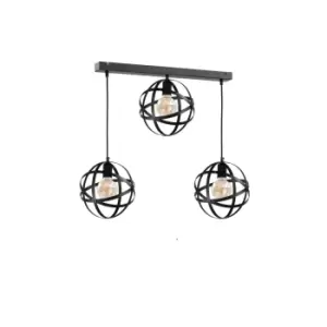 Image of Pola Bar Pendant Ceiling Light Black, 65cm, 3x E27