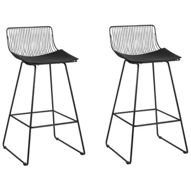 Image of Beliani Set Of 2 Bar Chairs Fredonia Metal Black