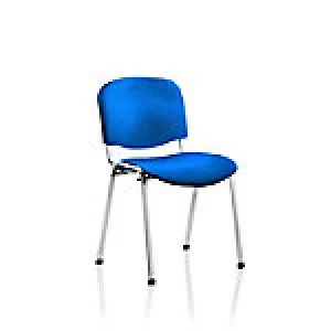 Image of Stacking Chair ISO Chrome Frame Blue Fabric 4 Pieces