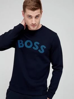Image of BOSS Salbo Iconic Logo Sweatshirt - Dark Blue , Dark Blue, Size S, Men