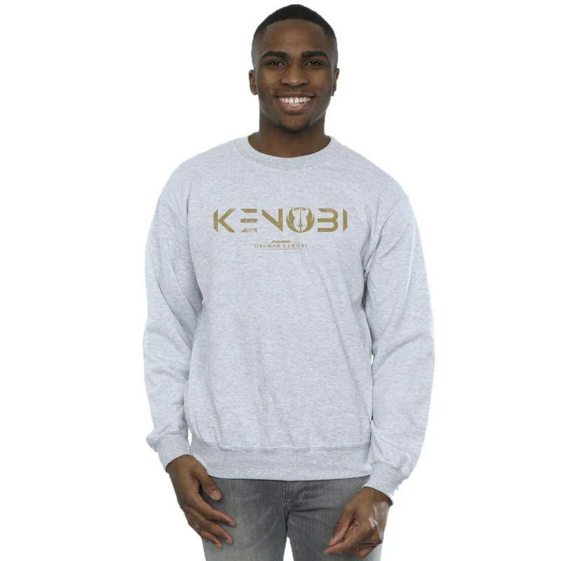 Image of Star Wars Star Wars Men Obi-Wan Kenobi Logo Sweatshirt in Grey Size: Small Grey S Male 5059934425859