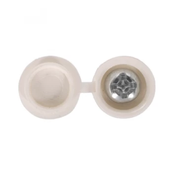 Image of Sealey NPW50 Number Plate Screw & Flip Cap 4.2 x 19mm White Pack of 50