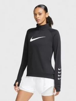 Image of Nike Running Long Sleeve Swoosh Zip Top - Black