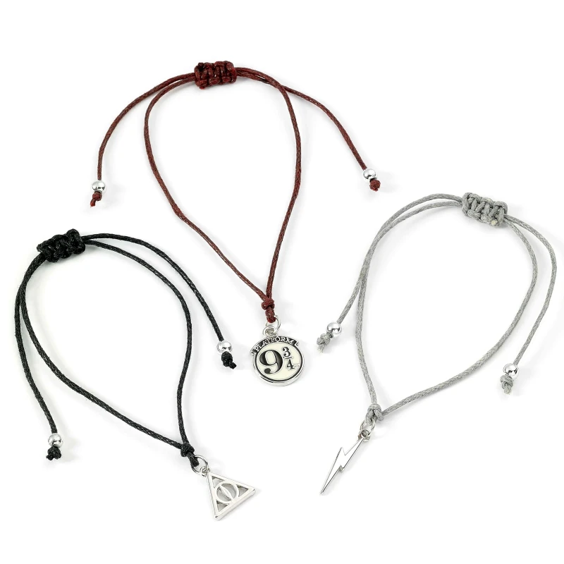 Image of Harry Potter Deathly Hallows Friendship Bracelet Set Multi, Silver, Women Ilver W9OTO Female